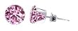 Sterling Silver 4 MM Round Pink Cubic Zirconia Stud Post Friction Back Earrings