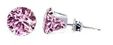 4 MM Round Pink Cubic Zirconia .925 Sterling Silver Post Friction Back Stud Earrings