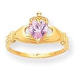 14k CZ October Birthstone Claddagh Heart Ring - JewelryWeb