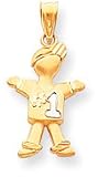#1 Boy With Open Heart Charm, Yellow Gold/Rhodium