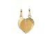14k Solid Gold Diamond Cut Split Heart Love Pendant