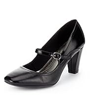 Footglove™ Fashion Leather Square Toe Buckle & Strap Shoes with Insolia®