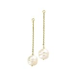 14k Yellow Gold White Fw Circle Pearl Earring Jacket 9 11mm - JewelryWeb