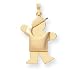 14k Puffed Boy with Hat on Left Engraveable Charm - JewelryWeb