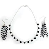 Jewelry Set for Girls - Earring & Necklace Sterling Silver & Black Onyx Gemstones(gnklcs277)