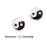 Sterling Silver Yin/Yang Enamel Post Earrings