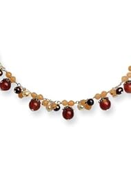 Genuine IceCarats Designer Jewelry Gift Sterling Silver Freshwater Cultured Pearls/Carnelian/Agate Necklace In 16.00 Inch