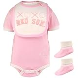 Boston Red Sox Pink Newborn Baseball Bib & Booties Set