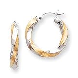 14k and Rhodium 3.5mm Twisted Hoop Earrings