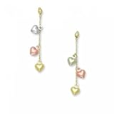 New Rose White & Yellow Gold 14K Heart Drop Earrings