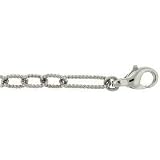 Solid Platinum Hand-Made Oval Figaro Link Chain Necklace, 3.3mm wide, Length: 20 IN