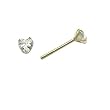 14K Yellow Gold .10 ct Cubic Zirconia Heart Stud Earrings