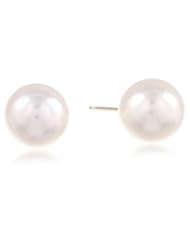 14k Yellow Gold 8.5x9mm AA Akoya Cultured Pearl Earrings