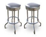 2 Glitter Silver Vinyl Specialty / Custom Barstools Set