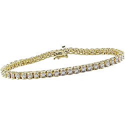 14k Yellow Gold 2ct TDW Diamond Tennis Bracelet (I-J, I2-I3) by Amour