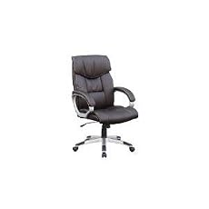 87043 DARK BROWN PU LEATHER OFFICE CHAIR PADDED ARMS