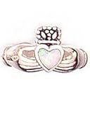 Morningflower White Opal Claddagh Ring