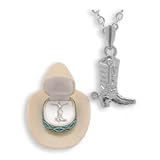 Western Crystal COWBOY BOOTS w  SPURS NECKLACE in Cowboy Hat Gift Box by MyJewelThief.com
