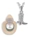 Western Crystal COWBOY BOOTS w/ SPURS NECKLACE in Cowboy Hat Gift Box!