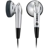 Coby Digital Earphones W/ Carrying Case Mini Earbud L-Shaped 3.5mm Stereo Plug Blister Packaging
