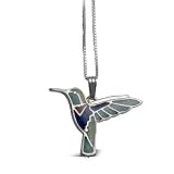 Hummingbird Mosaic Inlay Silver Jewelry Pendant