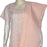 Asian Salwar Kameez Chikan Embroidery Long Sleeve Orange Size S (nslk151)
