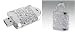 Rhinestone Jewel Lock Key Chain USB Flash Drive, 4 GB (Chrome)