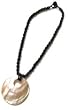 Twin Palm Brownlip Mother of Pearl Round Shell Black Bead Necklace P2-C