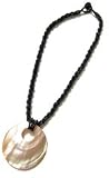 Twin Palm Brownlip Mother of Pearl Round Shell Black Bead Necklace P2-C