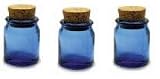 Set of 3 (three) Round Small Cobolt Blue Corked Spice Glass Jar 2 Tall