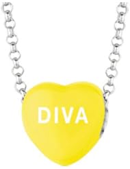 Sweethearts Enamel "Diva" Heart on 16" Necklace Pendant with Gift Box