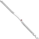 Sterling Silver Fancy Curb Link ID Bracelet