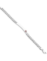 Sterling Silver Non-enameled Medical ID Curb Link Bracelet
