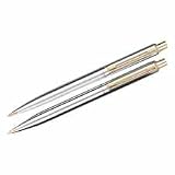 Ballpoint Pen/Pencil Set, .7mm Lead, Chrome/Gold Barrel, Sold as 1 set