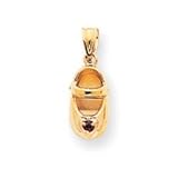 14k Gold 3-D January Garnet Engraveable Baby Shoe Charm