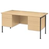 Brand New. Sonix Traditional Desk Rectangular Double Pedestal Grey Legs W1800xD800xH720mm Maple Ref 39