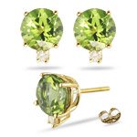 0.02 Cts Diamond & 0.23 Cts Peridot Earrings 