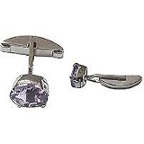 Cuff Link Pair Men Sterling Silver Amethyst Gemstone