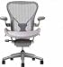 Aeron Chair by Herman Miller - Home Office Desk Task Chair Fully Loaded Highly Adjustable Medium Size (B) - PostureFit Lumbar Back Support Cushion Titanium Smoke Frame Classic Zinc Pellicle