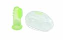 Dr. Mom Finger Tooth Brush with Case, Green/White