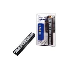 LogiLink 10-Port Hub USB 2.0 mit Netzteil, schwarz