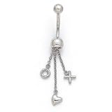 14KW BELLY RING DANGLE X/O HEART ES-1330