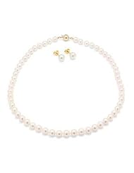 Akoya Pearl Necklace & Earrings:18" 7.5mm AAA