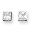 Sterling Silver 5mm CZ Princess Bezel Stud Earrings