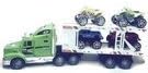 Green King Express Trailer Hauler Toys ,No Batteries ,Kids Children Friction Toys w / 2 ATVs 2 Trucks