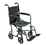 Drive Medical 19 Inches Aluminum Transport Chair with Foot Rest, Weight 19 Lbs, Blue - 1 Ea