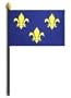 French Fleur-De-Lis (Blue) Flag Rayon On Staff 4 in. x 6 in.