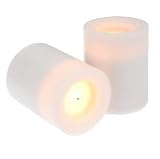 2- Pack 3x4 Outdoor Weatherproof Flameless Battery LED Candle with Auto Timer - Batteries Included