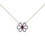 9ct Diamond & Ruby Flower Pendant