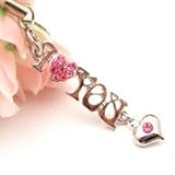 Pink I Love You Cell Phone Charm Strap Cubic Stone